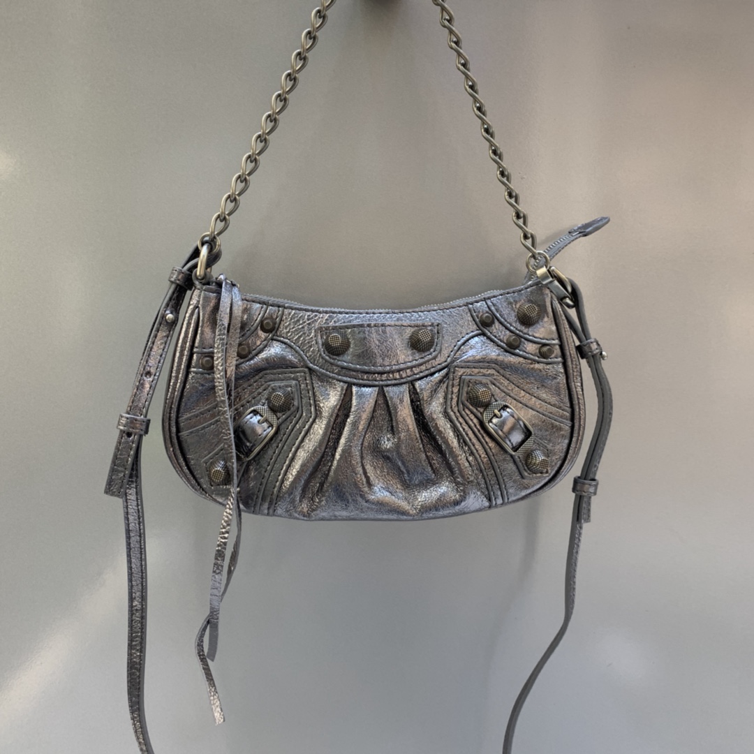 Balenciaga Le Cagole Mini Bag With Chain Shoulder Bag Silver